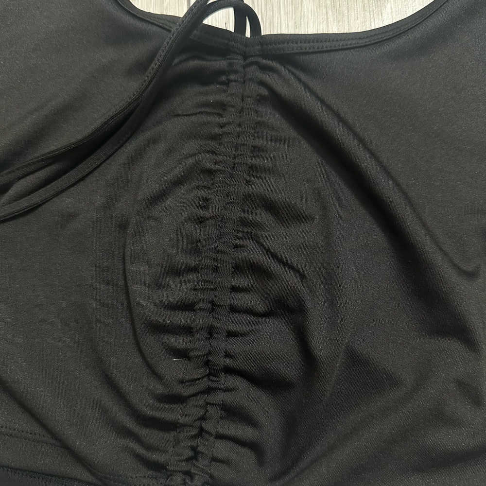 H&M Black Cropped Halter Neck Top Large - Picture 5 of 9